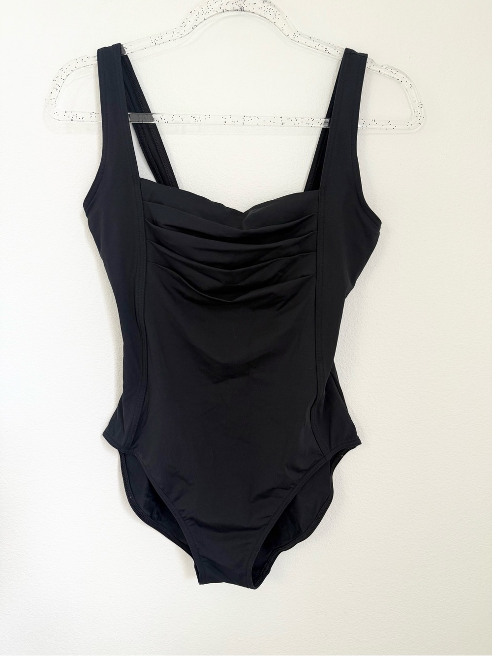 Calvin Klein Black One Piece Pleated Bust Square Neck Swimsuit Women’s Size 6